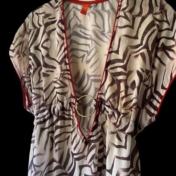 BECCA By Rebecca Virtue Beach Pool Resort Swim Zebra Tunic Cover Up SZ XS/S - Picture 6 of 10